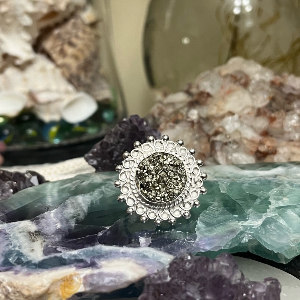 Sterling Silver .925 Pyrite Ring ✨
